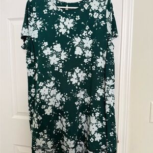 JJill Floral Green and White Dress (Petite Large)